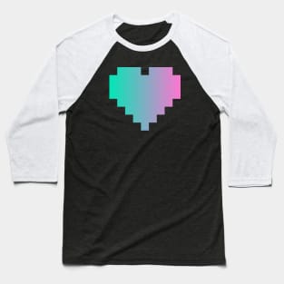 Minimalist Pixel Heart (Cyan and Pink) Baseball T-Shirt